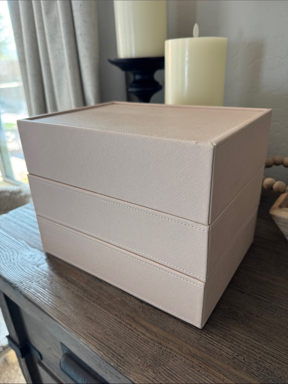 Stackers Faux Leather Jewelry Organizer Box - Blush Pink - Set of 3 - Picture 2 of 5